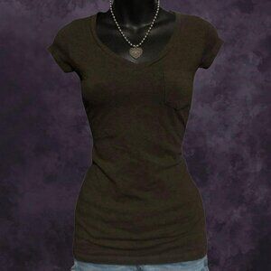 00s Brown Tight V-Neck tee
